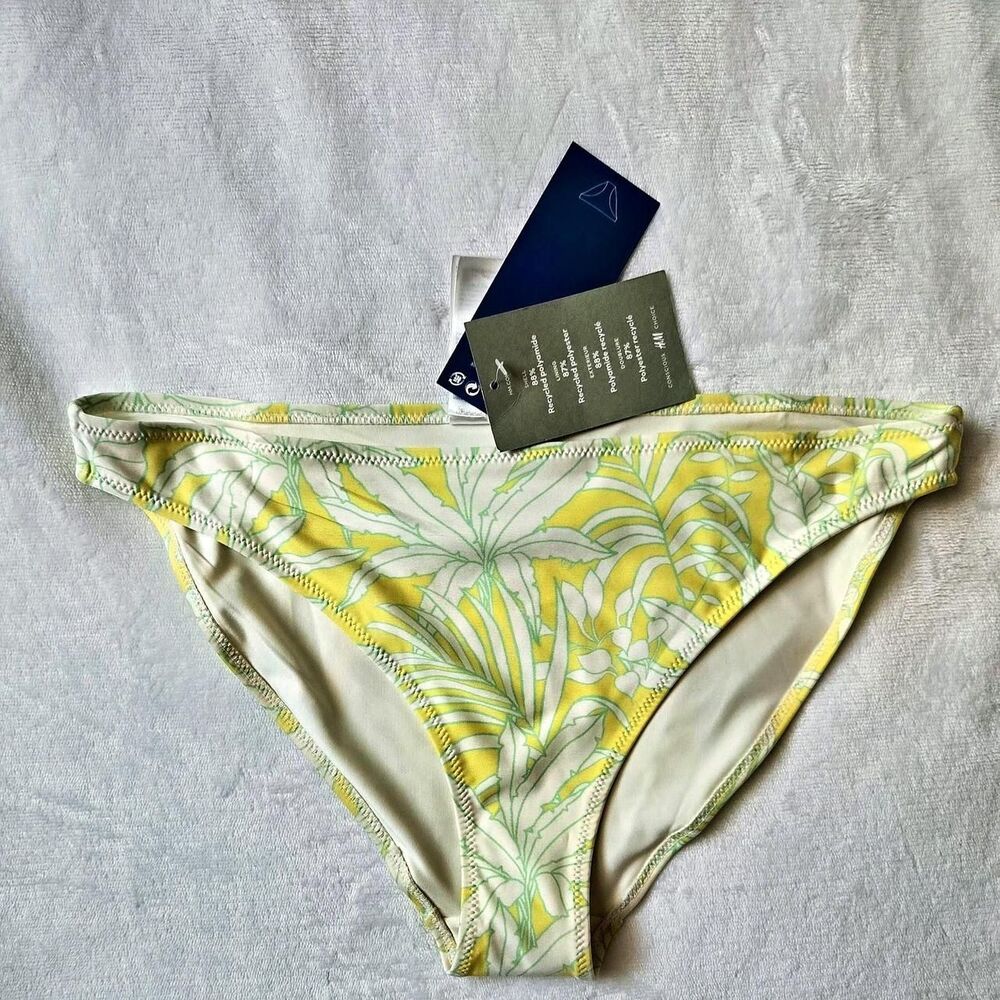 H&M Women's Yellow and Green Bikini-and-tankini-bottoms
